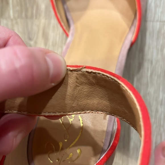Anthropologie Liendo Seychelles Villa Wedges in Pink Suede with Red Trim size 8 - Picture 14 of 16